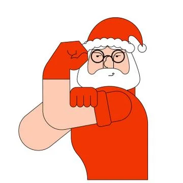 We can do it Santa symbol power female. New year old man showing fist. Vector Ilustración de archivo