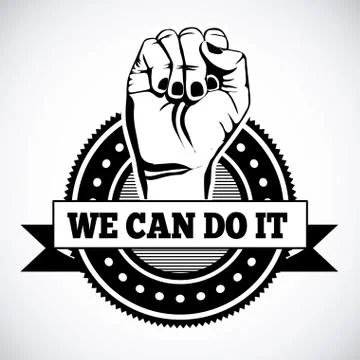 We can do it seal over white background vector illustration Ilustración de archivo