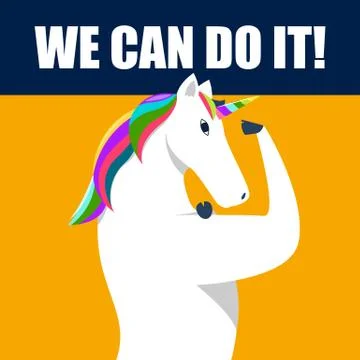 "we can do it" unicorn version Stock Illustration