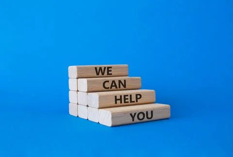 We can help you symbol. Concept words We can help you on wooden blocks. Bea.. 스톡 사진