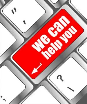 We can help you word on computer keyboard key Illustrazione stock
