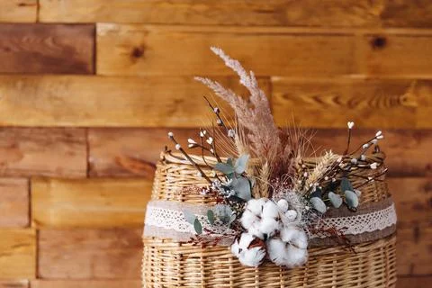We can see a Eastern basket on the beautiful brown background. Stock Photos