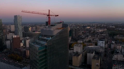 We can see modern architecture and beautiful colors on the sky. Stock Footage 119288117