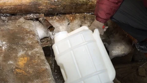 We collect water from an artesian source. Very fresh and tasty water. Stock Footage 99632282