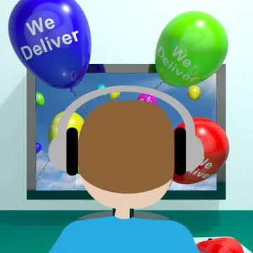 We Deliver Balloons From Computer 3d Rendering Stock Illustration
