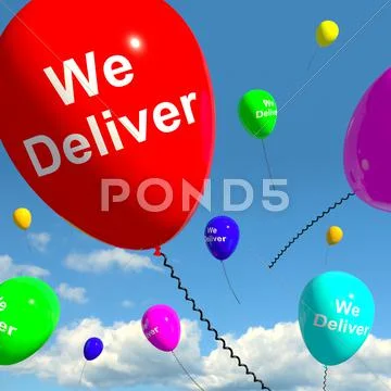 We deliver balloons showing delivery shipping service or logistics Stock Illustration