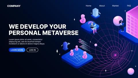 We Develop Your Personal Metaverse. Metaworld. Web Landing Page Template イラスト素材