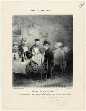 As we dinner in Paris./1./ A host table of the rue chip. (Registered title... Stock Photos