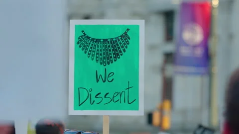 We Dissent Abortion Protest Sign 4k Stock Footage 199539195