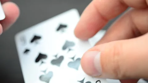 We distribute cards. Gambling in process Vídeo Stock 219402462