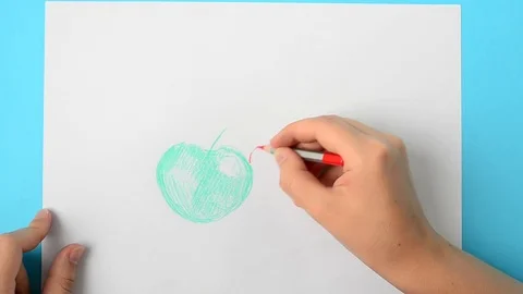 We draw apples. Stock Footage