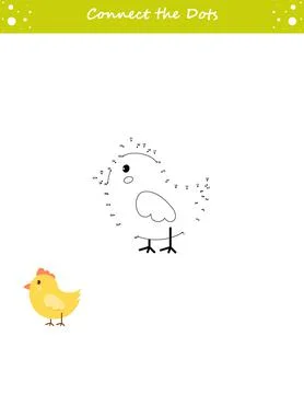 We draw a chicken. Dot to dot. Draw a line. Game for toddler. Learning number Illustrazione stock