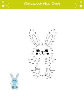We draw a rabbit. Dot to dot. Draw a line. Game for toddler. Learning numbers Stock Illustration