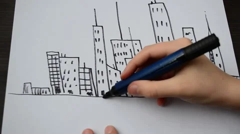 We draw skyscrapers. Vídeos de archivo 62843405