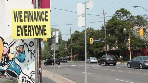 We finance everyone caption writing text sign in black capital letters on yellow Stock Footage 247749465