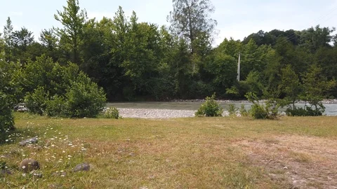 We go to the mountain river in Abkhazia Stock Footage 110593440