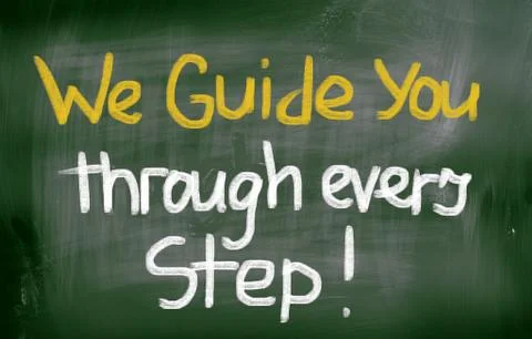 We guide you through every step concept Illustrazione stock