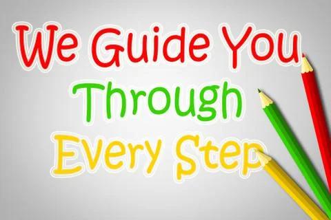 We guide you through every step concept Illustrazione stock