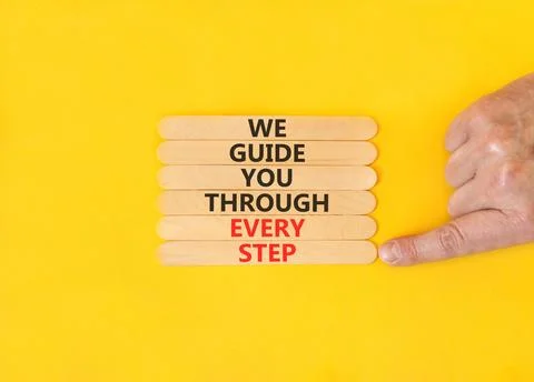 We guide you through every step symbol. Concept words We guide you through .. 写真素材