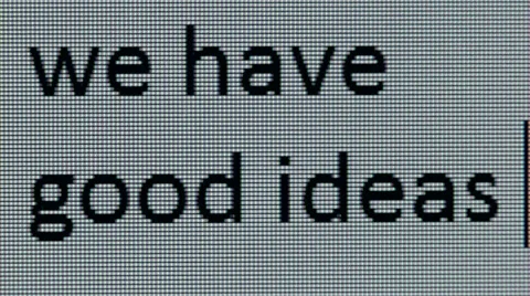 'we have good ideas' typed on computer screen in close-up Stock Footage 55471585