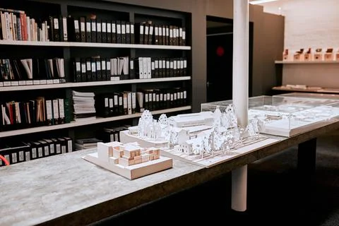 We have it all planned out. Closeup shot of an architectural model in an empty Stock Photos
