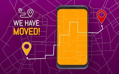 We have moved, business relocation map banner Stock Illustration