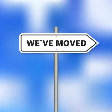 We have moved. Flat badge vector illustration on white background Illustrazione stock