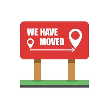 We have moved icon in flat style. Office or shop relocation vector illustra.. 库存插图