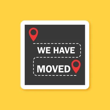 We have moved icon in flat style. Office or shop relocation vector illustra.. 库存插图