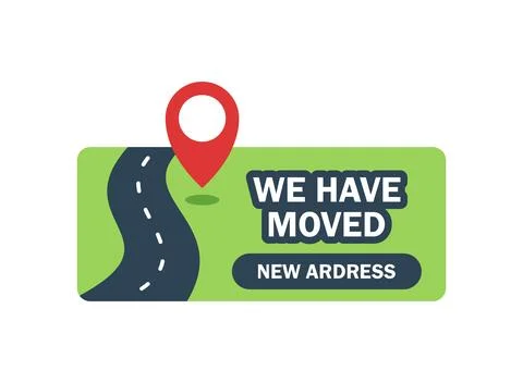 We have moved icon in flat style. Office or shop relocation vector illustra.. 库存插图