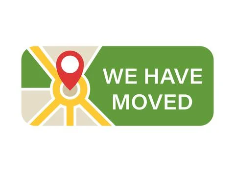 We have moved icon in flat style. Office or shop relocation vector illustra.. 库存插图