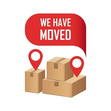 We have moved icon in flat style. Boxes and package for relocation vector i.. 库存插图