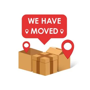 We have moved icon in flat style. Boxes and package for relocation vector i.. 库存插图
