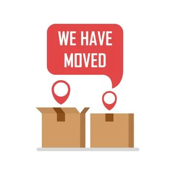 We have moved icon in flat style. Boxes and package for relocation vector i.. 库存插图