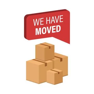 We have moved icon in flat style. Boxes and package for relocation vector i.. 库存插图