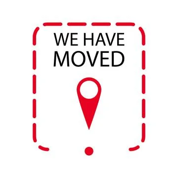 We have moved label or badge to relocation and moving, change of address of.. Stock Illustration