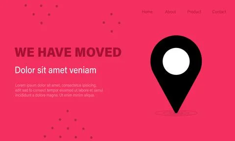 We Have Moved layout page. Indicated Place on the Map Stock Illustration