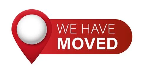 We have moved map pin pointer banner Stock Illustration