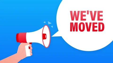 We have moved megaphone blue banner in flat style. Motion graphics. Stock-Footage 152828379