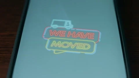 We have moved neon sign, presentation Stock Footage 310055779