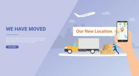 We have moved or moving business company for website template or banner landi Stock Illustration