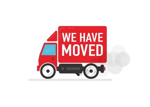 We have moved red car on white background. Delivery and shipping of the produ Stock Illustration