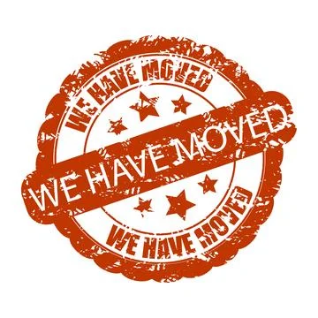 We have moved rubber stamp seal texture Stock Illustration