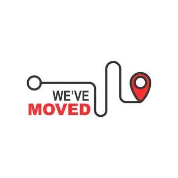 We have moved sign, relocation announcement icon Stock Illustration