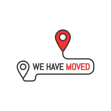 We have moved thin line sign or simple icon Stock Illustration