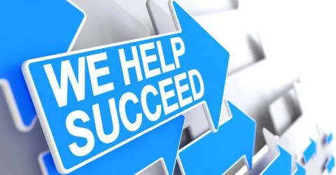 We Help Succeed - Message on the Blue Pointer. 3D 스톡 일러스트