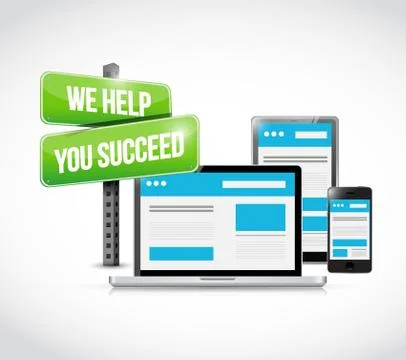 We help you succeed computer technology sign Stock Illustration