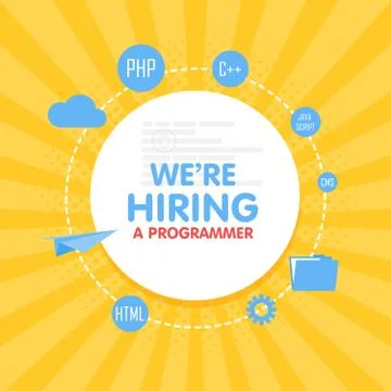 We hire a programmer. Megaphone concept vector illustration. Banner templat.. 스톡 일러스트