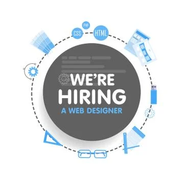 We hire a web designer. Megaphone concept vector illustration. Banner template 库存插图