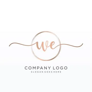 WE Initial handwriting logo design Stock Illustration